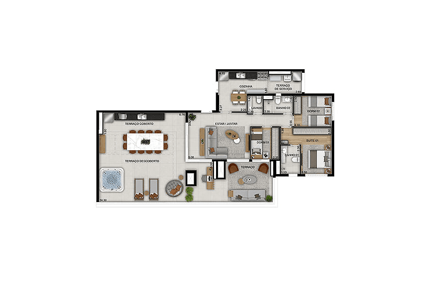 Penthouse 3 dorms. (1 suíte) - 166m²