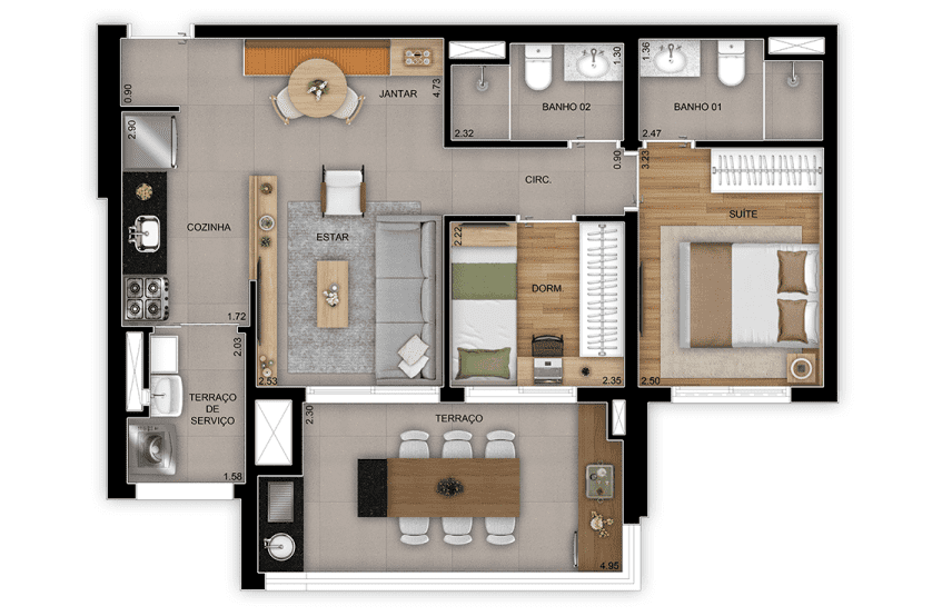 2 Dorms. (1 suíte) - 65m² - Final - 07