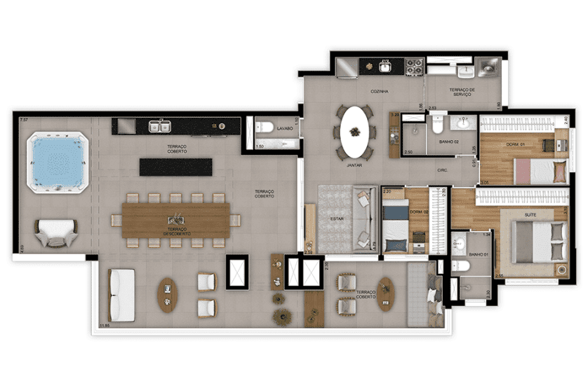 Penthouse - 3 dorms. (1 suíte) - 147m² - Final 05