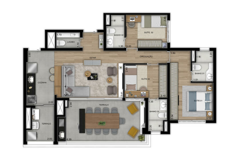 3 suítes - 108m² - Final 2