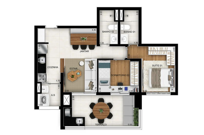 2 dorms. (1 suíte) - Final 3