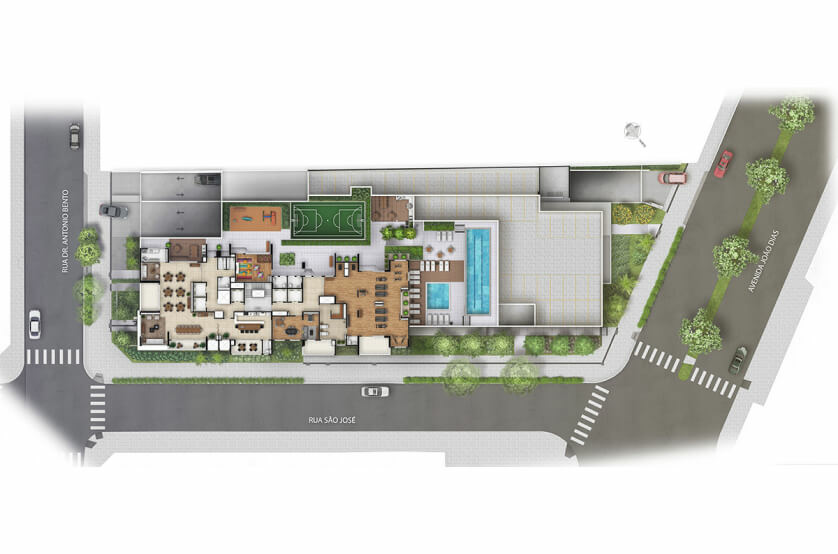 Implantação térreo (Perspectiva artística)