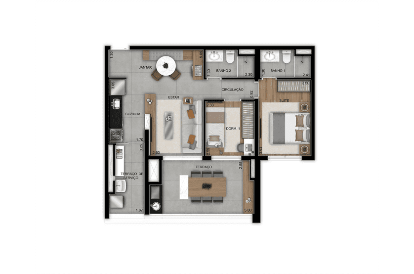 2 dorms. (1 suíte) - 73m² - final 8