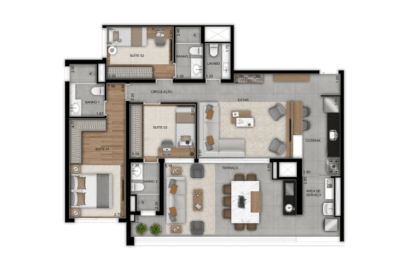 3 suítes - 120m² - final 1