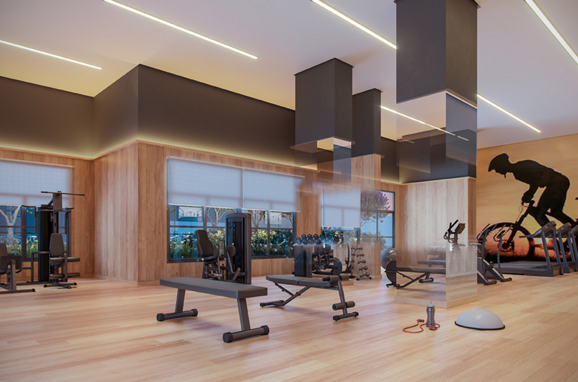 Fitness com 160m² (Perspectiva artística)