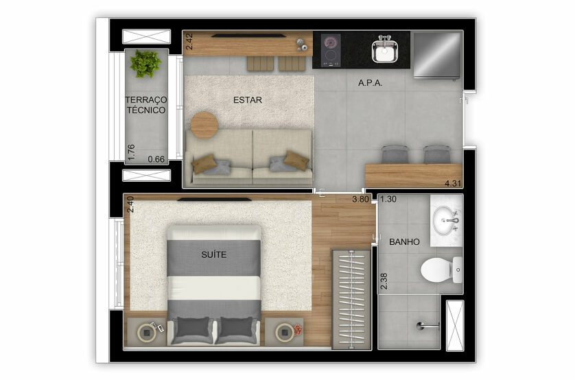 Planta da suíte - 28m² - Final 7