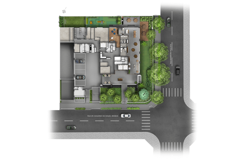 Implantação térreo (Perspectiva artística)