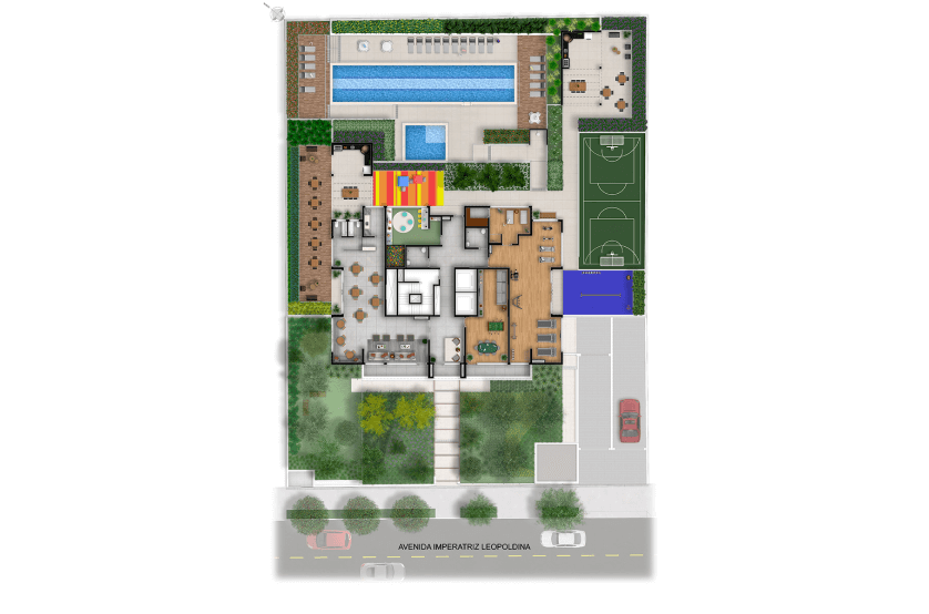 Implantação térreo (Perspectiva artística)