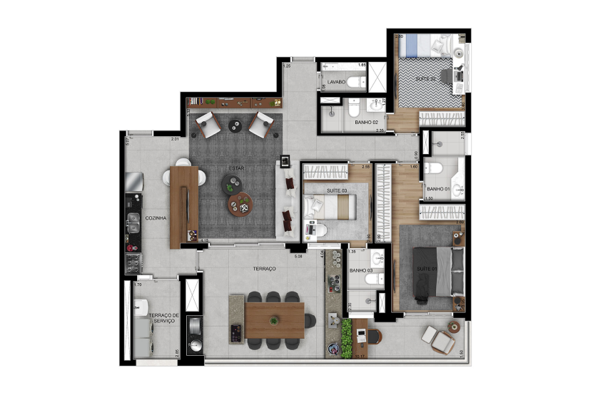 3 suítes - 135m² - 05º ao 26º pav. - Final 4