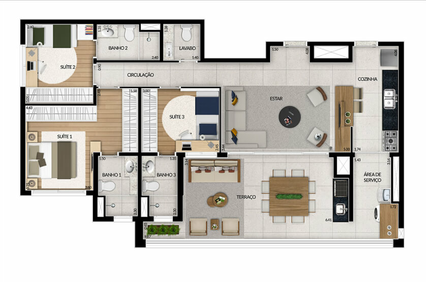 3 suítes - 113 m²