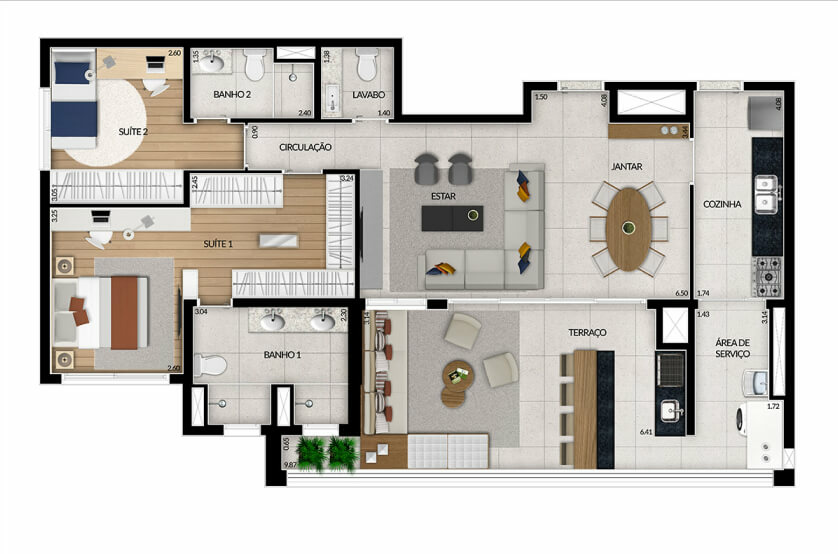 2 suítes - 113m² - Opção living ampliado