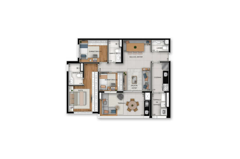 3 dorms. (1 suíte) - 91m² - final 4