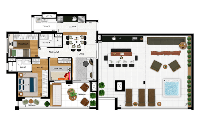 Penthouse (3 dorms.) - 157m² - Torre B - Final 1