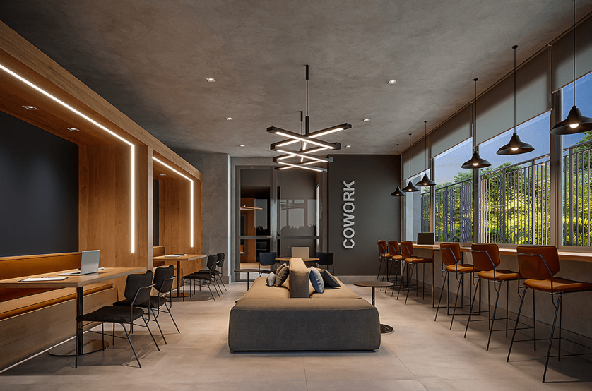 Coworking residencial | HIS - Térreo (perspectiva artística) 