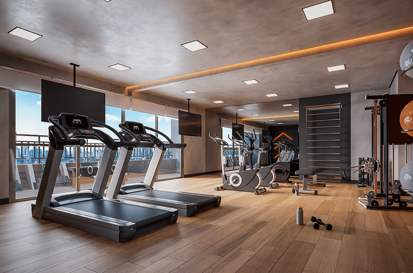 Área fitness residencial | HIS (perspectiva artística)