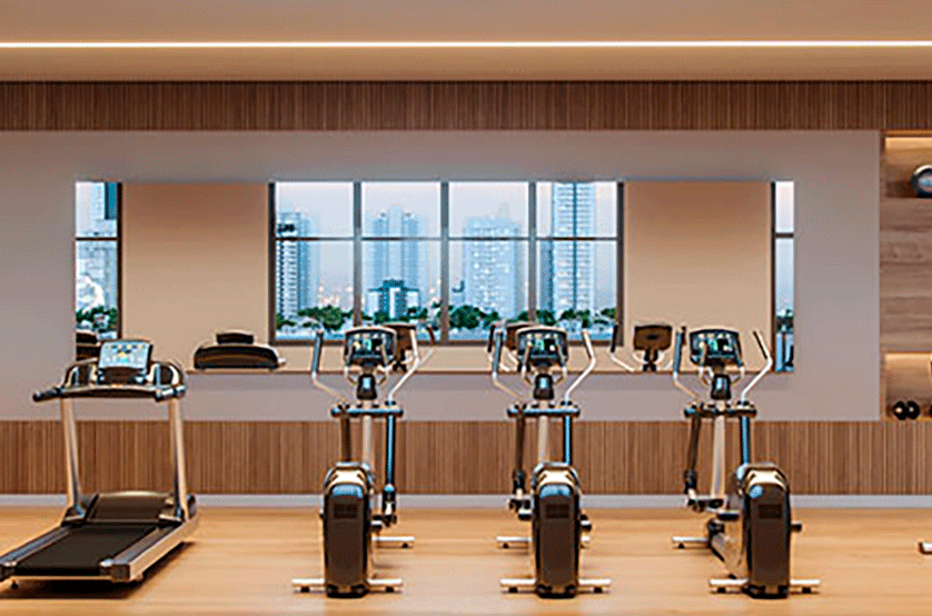 Fitness com 142m² (Perspectiva artística)