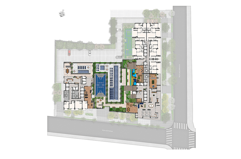 Implantação do pavimento Lazer (Perspectiva artística)