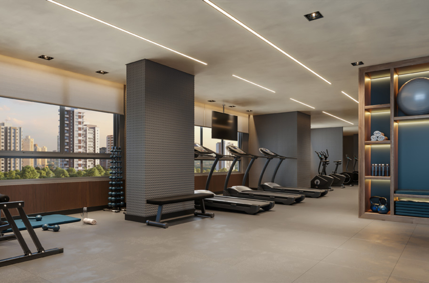 Fitness com 101m² (Perspectiva artística)