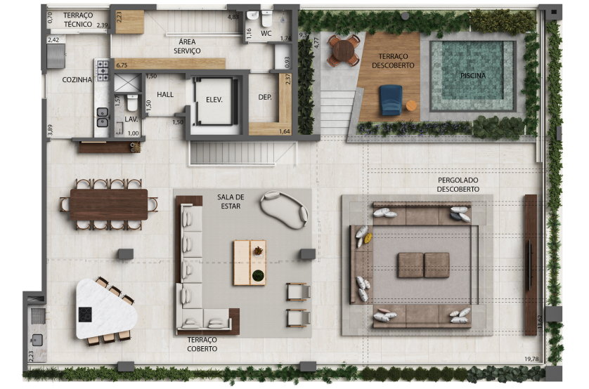 Planta 4 Suítes Duplex Superior - 562m² - Finais 1 e 2 - Torre 2 (Perspectiva artística)