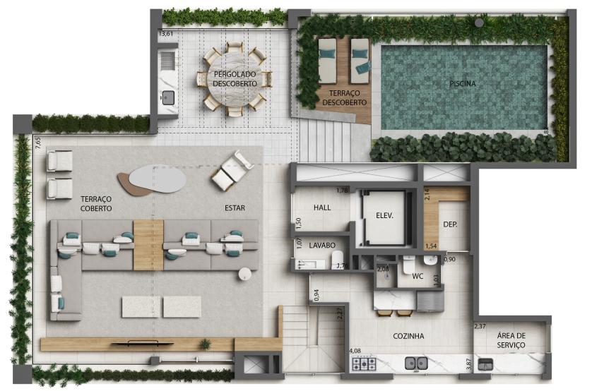 Planta 3 Suítes Duplex Superior - 380m² - Final 1 - Torre 3 (Perspectiva artística)