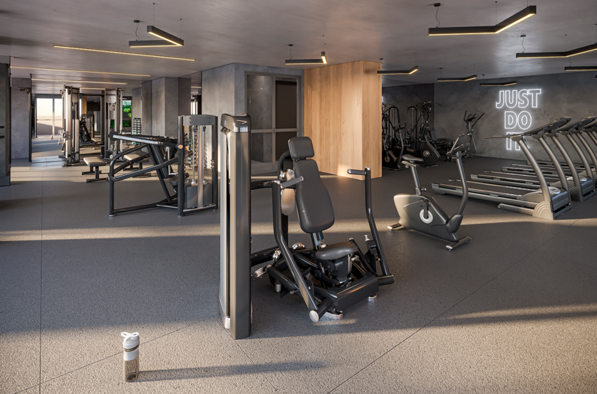 Fitness com 146m² - Torre 1 (Perspectiva artística)