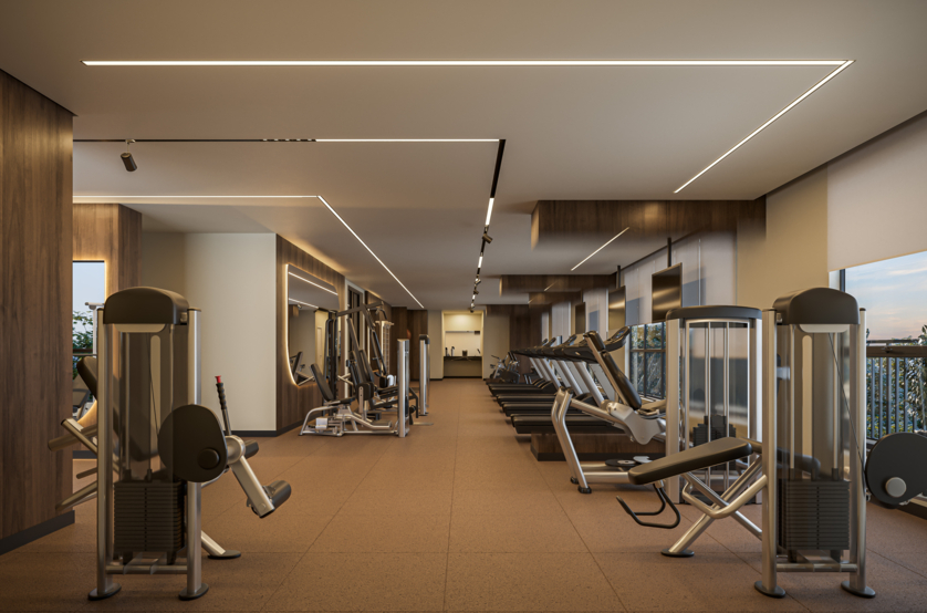 Fitness com 211m² (Perspectiva artística)