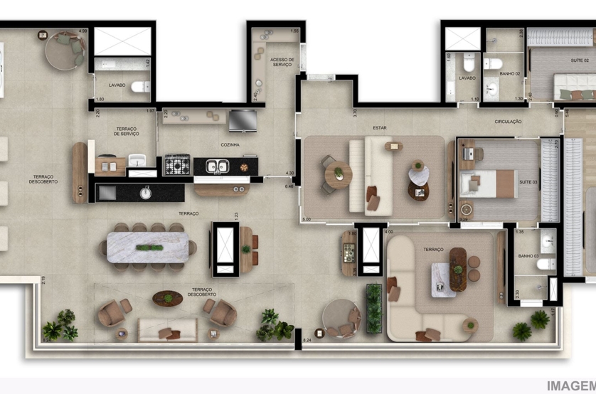 Planta Penthouse 218m² (Perspectiva preliminar)