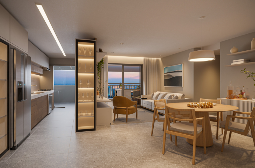 Living - Apto 131m² (Perspectiva artística)