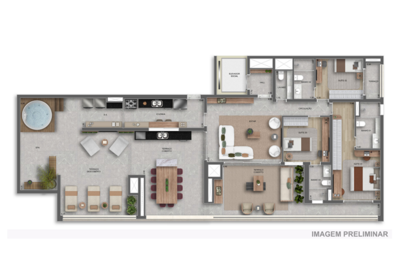 218m² | Penthouse (Perspectiva preliminar)