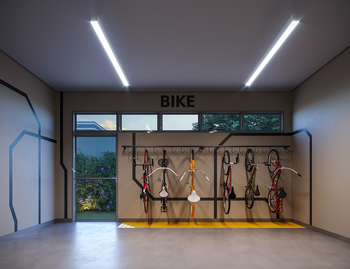 Smart Home Butantã - Bicicletário - Perspectiva Artística